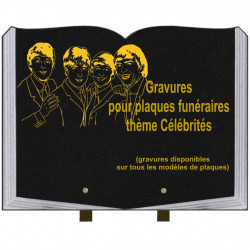 PLAQUE FUNÉRAIRE 30X40 LIVRE SUR PIEDS THÈME CÉLÉBRITÉS