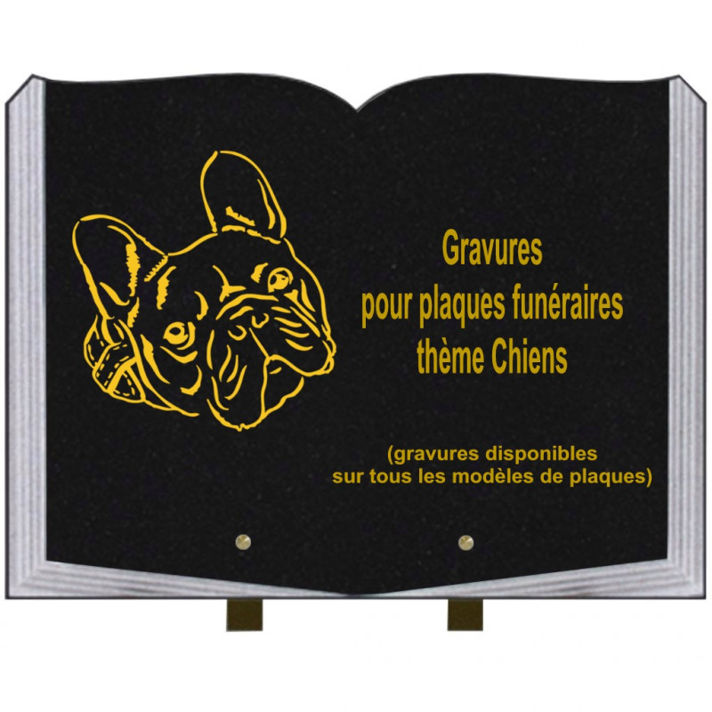 PLAQUE FUNÉRAIRE 30X40 LIVRE SUR PIEDS THÈME CHIEN