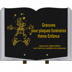 PLAQUE FUNÉRAIRE 30X40 LIVRE SUR PIEDS THÈME ENFANCE