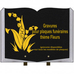 PLAQUE FUNÉRAIRE 30X40 LIVRE SUR PIEDS THÈME FLEURS