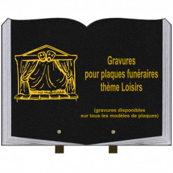 PLAQUE FUNÉRAIRE 30X40 LIVRE SUR PIEDS THÈME LOISIRS