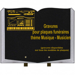 PLAQUE FUNÉRAIRE 30X40 LIVRE SUR PIEDS THÈME MUSICIENS MUSIQUE