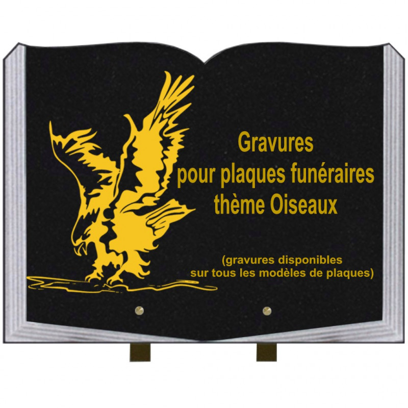 PLAQUE FUNÉRAIRE 30X40 LIVRE SUR PIEDS THÈME OISEAUX