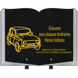 PLAQUE FUNÉRAIRE 30X40 LIVRE SUR PIEDS THÈME VOITURE