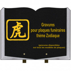 PLAQUE FUNÉRAIRE 30X40 LIVRE SUR PIEDS THÈME SIGNE DU ZODIAQUE