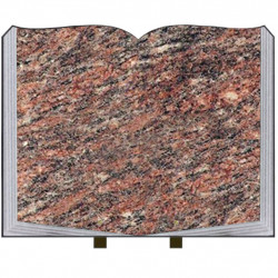 PLAQUE FUNÉRAIRE 35X45 LIVRE SUR PIEDS GRANIT ROSE D'ALVA