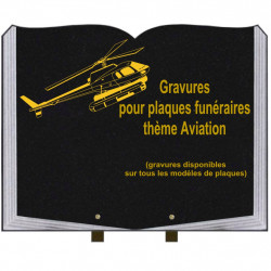 PLAQUE FUNÉRAIRE 35X45 LIVRE SUR PIEDS GRANIT AVIATION