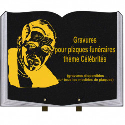 PLAQUE FUNÉRAIRE 35X45 LIVRE SUR PIEDS GRANIT CÉLÉBRITÉS