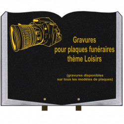 PLAQUE FUNÉRAIRE 35X45 LIVRE SUR PIEDS GRANIT LOISIRS