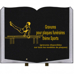 PLAQUE FUNÉRAIRE 35X45 LIVRE SUR PIEDS GRANIT SPORTS