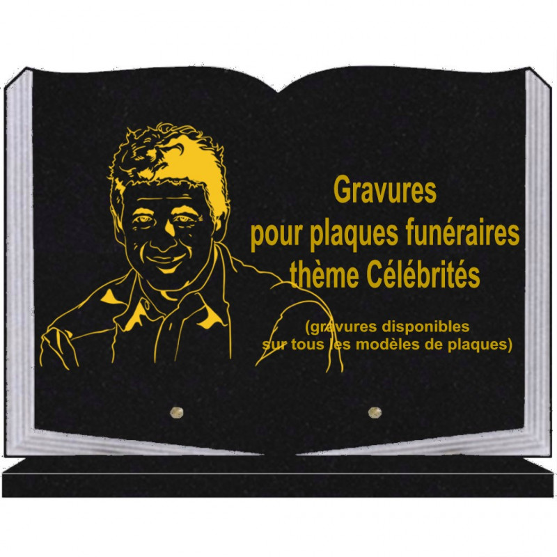 PLAQUE FUNÉRAIRE 25X35 LIVRE SOCLE CÉLÉBRITÉS