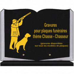 PLAQUE FUNÉRAIRE 25X35 LIVRE SOCLE CHASSEURS CHASSE