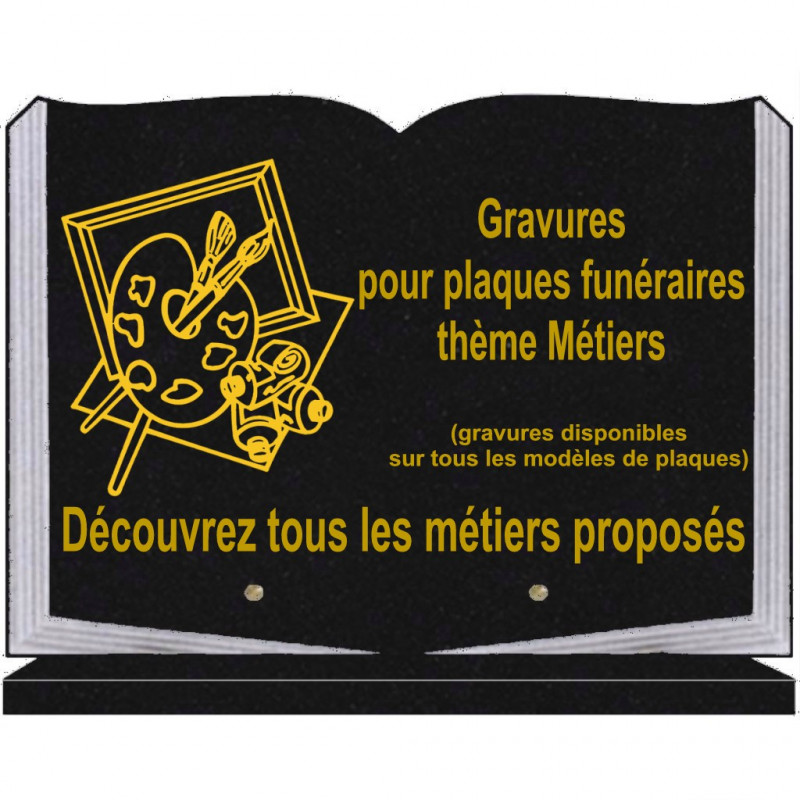 PLAQUE FUNÉRAIRE 25X35 LIVRE SOCLE MÉTIERS