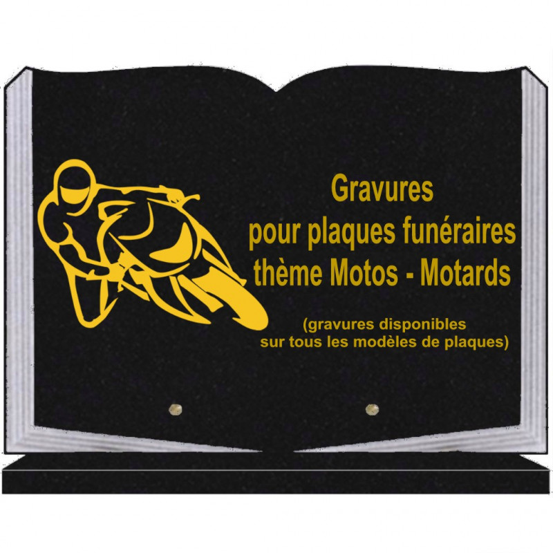 PLAQUE FUNÉRAIRE 25X35 LIVRE SOCLE MOTARDS MOTOS