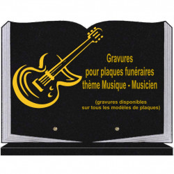 PLAQUE FUNÉRAIRE 25X35 LIVRE SOCLE MUSIQUE MUSICIENS