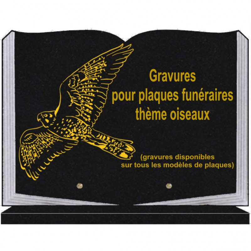 PLAQUE FUNÉRAIRE 25X35 LIVRE SOCLE OISEAUX