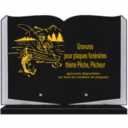 PLAQUE FUNÉRAIRE 25X35 LIVRE SOCLE PÊCHEURS PÊCHE