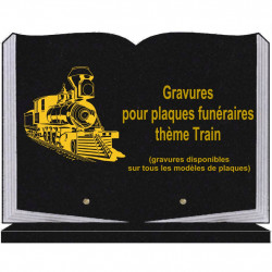 PLAQUE FUNÉRAIRE 25X35 LIVRE SOCLE TRAINS