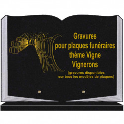 PLAQUE FUNÉRAIRE 25X35 LIVRE SOCLE VIGNE VIGNERONS