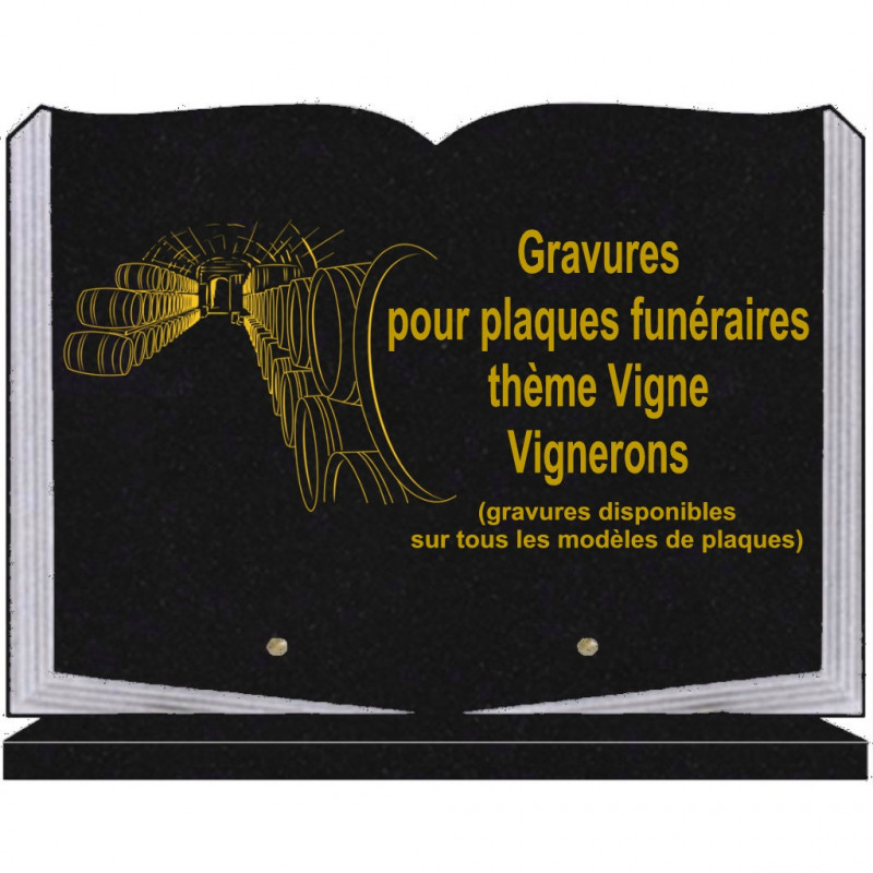 PLAQUE FUNÉRAIRE 25X35 LIVRE SOCLE VIGNE VIGNERONS