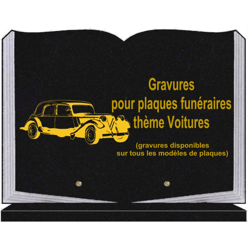 PLAQUE FUNÉRAIRE 25X35 LIVRE SOCLE VOITURES