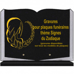 PLAQUE FUNÉRAIRE 25X35 LIVRE SOCLE SIGNES DU ZODIAQUE