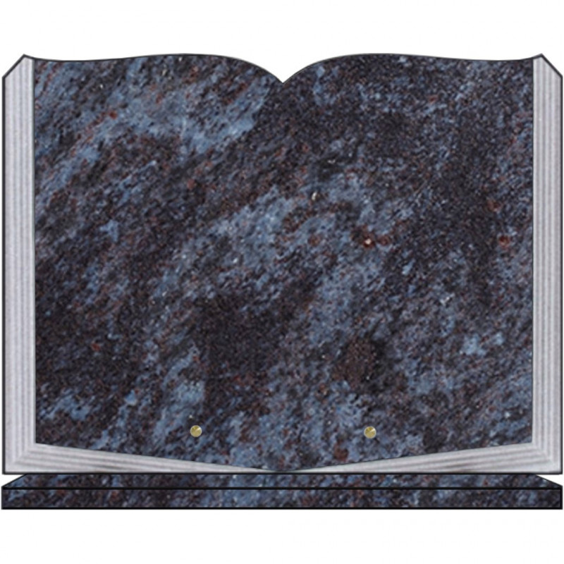 PLAQUE FUNÉRAIRE 30X40 LIVRE SUR SOCLE GRANIT MASS BLUE