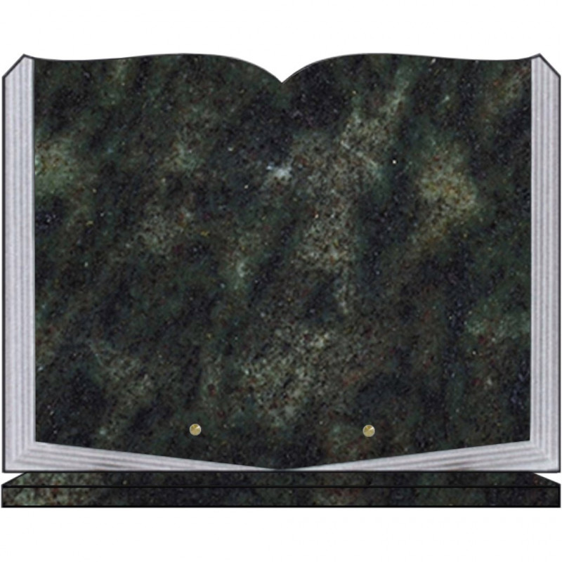 PLAQUE FUNÉRAIRE 30X40 LIVRE SUR SOCLE GRANIT VERT TROPICAL