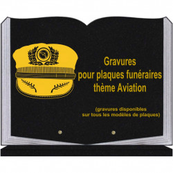 PLAQUE FUNÉRAIRE 30X40 LIVRE SUR SOCLE GRANIT AVIONS AVIATION