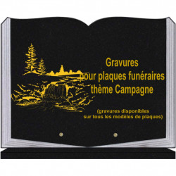 PLAQUE FUNÉRAIRE 30X40 LIVRE SUR SOCLE GRANIT CAMPAGNE