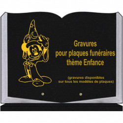 PLAQUE FUNÉRAIRE 30X40 LIVRE SUR SOCLE GRANIT ENFANCE