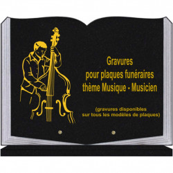 PLAQUE FUNÉRAIRE 30X40 LIVRE SUR SOCLE GRANIT MUSIQUE MUSICIENS