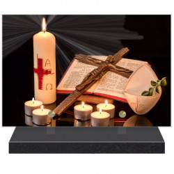 PLAQUE FUNÉRAIRE BOUGIES RELIGION 20 cm X 30 cm FPF5052