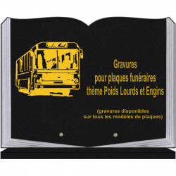 PLAQUE FUNÉRAIRE 30X40 LIVRE SUR SOCLE GRANIT POIDS LOURDS ET ENGINS