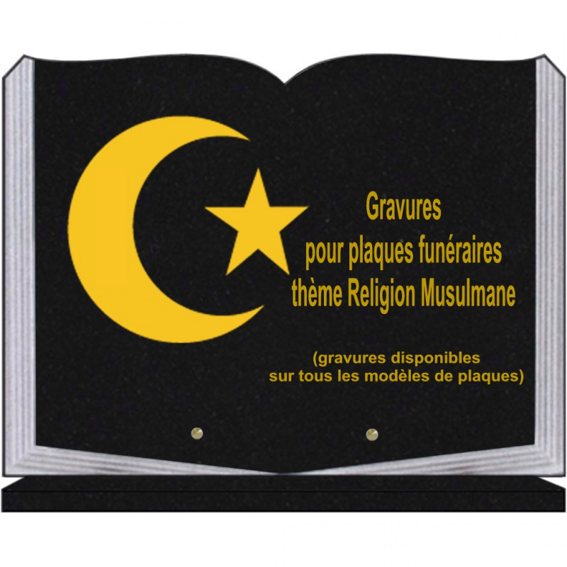 PLAQUE FUNÉRAIRE 30X40 LIVRE SUR SOCLE GRANIT RELIGIONS