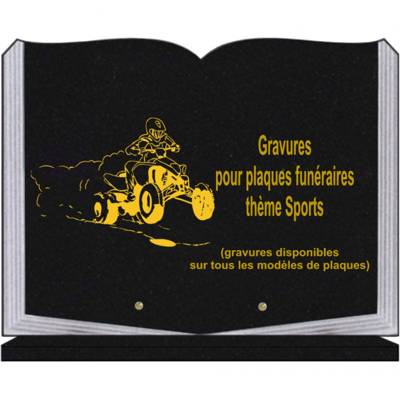 PLAQUE FUNÉRAIRE 30X40 LIVRE SUR SOCLE GRANIT SPORTS