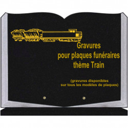 PLAQUE FUNÉRAIRE 30X40 LIVRE SUR SOCLE GRANIT TRAINS