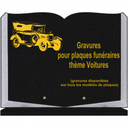 PLAQUE FUNÉRAIRE 30X40 LIVRE SUR SOCLE GRANIT VOITURES