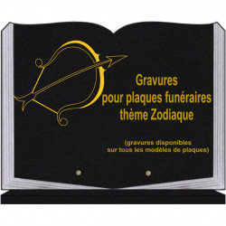 PLAQUE FUNÉRAIRE 30X40 LIVRE SUR SOCLE GRANIT ZODIAQUE