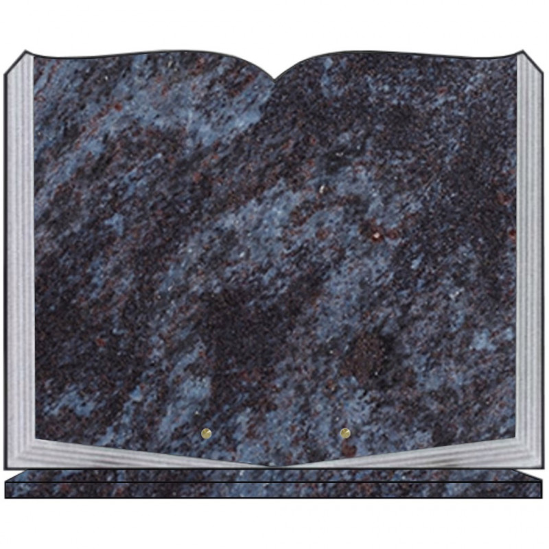 PLAQUE FUNÉRAIRE 35X45 LIVRE SUR SOCLE GRANIT MASS BLUE