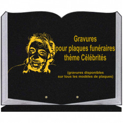 PLAQUE FUNÉRAIRE 35X45 LIVRE SUR SOCLE GRAVURE CÉLÉBRITÉS