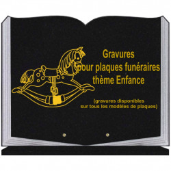 PLAQUE FUNÉRAIRE 35X45 LIVRE SUR SOCLE GRAVURE ENFANCE