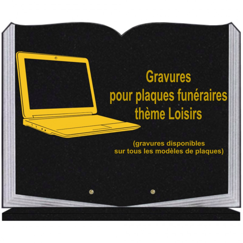 PLAQUE FUNÉRAIRE 35X45 LIVRE SUR SOCLE GRAVURE LOISIRS