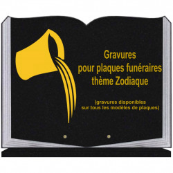 PLAQUE FUNÉRAIRE 35X45 LIVRE SUR SOCLE GRAVURE ZODIAQUE