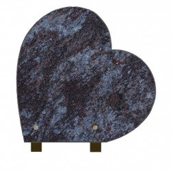 PLAQUE FUNÉRAIRE 30X30 COEUR GRANIT MASS BLUE SUR PIEDS