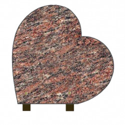 PLAQUE FUNÉRAIRE 30X30 COEUR GRANIT ROSE D'ALVA SUR PIEDS