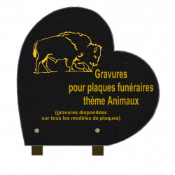 PLAQUE FUNÉRAIRE 30X30 COEUR GRANIT SUR PIEDS ANIMAUX