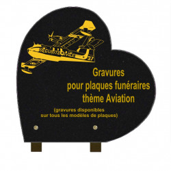 PLAQUE FUNÉRAIRE 30X30 COEUR GRANIT SUR PIEDS AVIATION