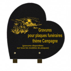 PLAQUE FUNÉRAIRE 30X30 COEUR GRANIT SUR PIEDS CAMPAGNE