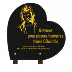 PLAQUE FUNÉRAIRE 30X30 COEUR GRANIT SUR PIEDS CÉLÉBRITÉS